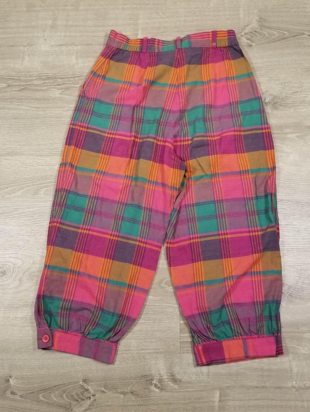 Vintage 80s Izod Lacoste Plaid Madras Cropped Barrel Leg Pants Womens Size 6 - Picture 4 of 8